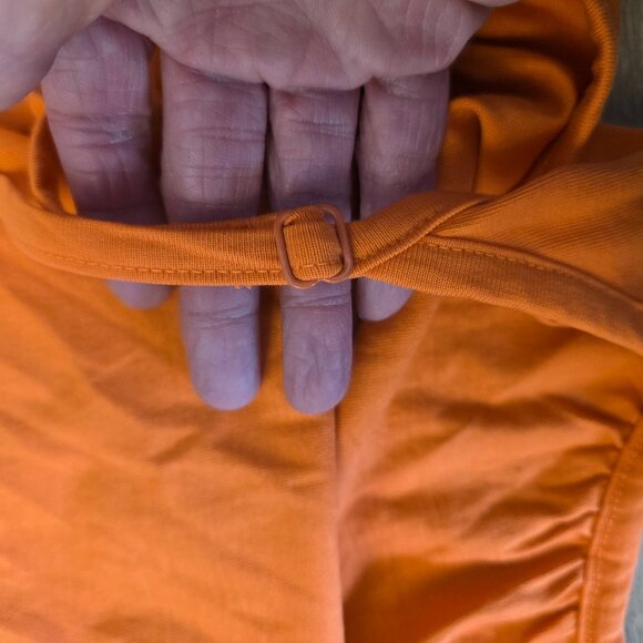 🔴 Chelsea & Violet Women's Shortall Romper Orange Adjustable Strap Medium - Picture 7 of 14